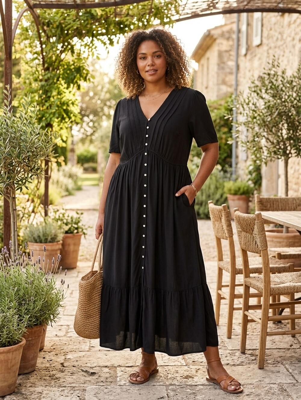 Rusttydustty Black Boho Tiered Maxi Dress Plus Size 4XL NWT
